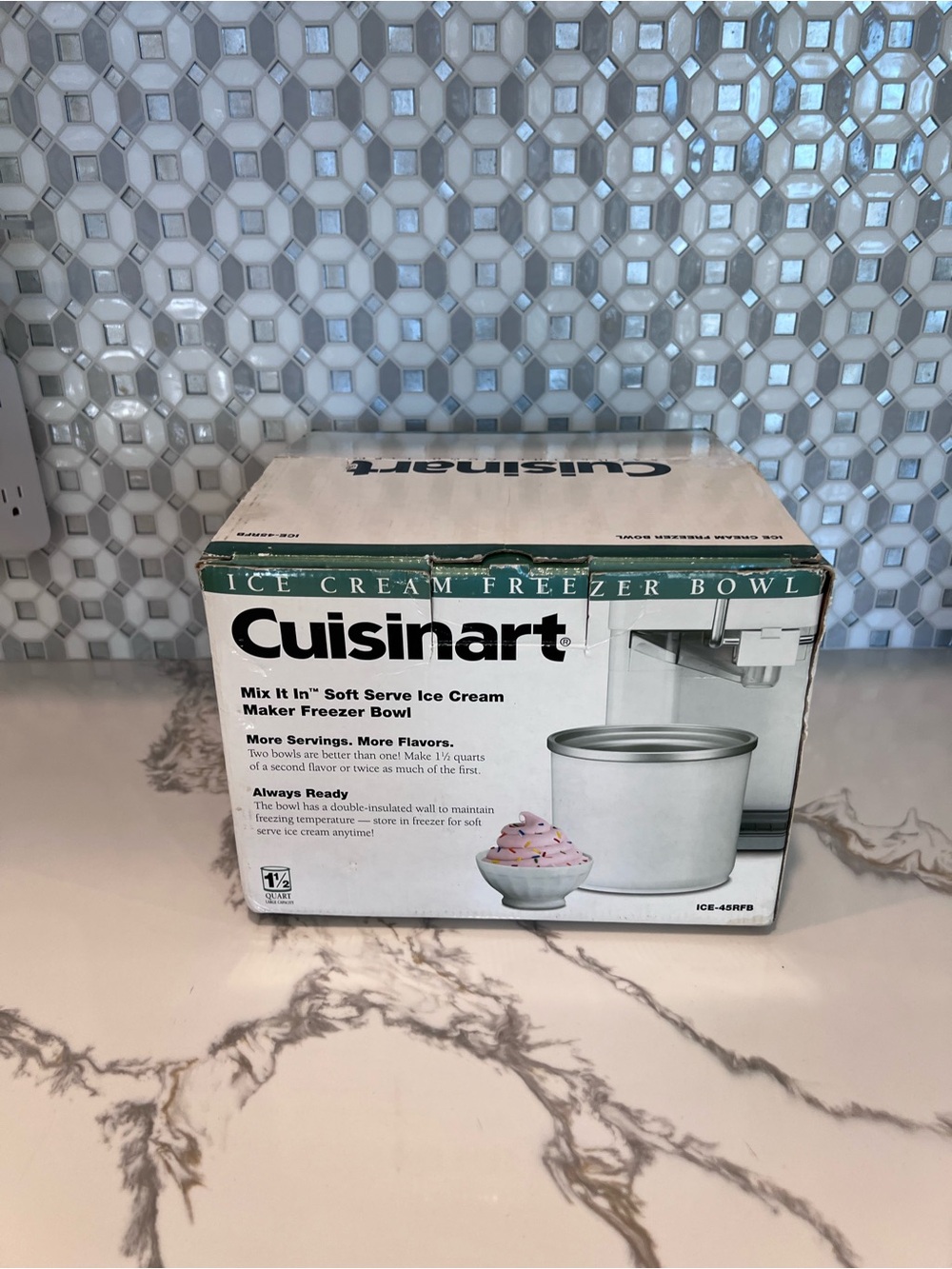 Cuisinart Ice Cream Freezer Bowl ICE-45RFB 1.5 Qt Mix It In Soft Serve